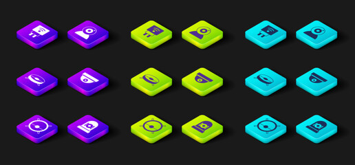 Set Robot vacuum cleaner, Ringing alarm bell, Motion sensor, Web camera and Smart electric plug icon. Vector