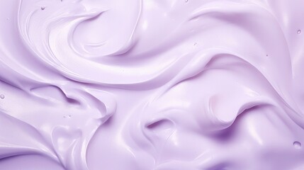 Foam swatch with a lavender backdrop. bubble-filled, soapy liquid mouthfeel. Sunlight and shadows from nature. Cosmetics for skin care and cleaning from above. - obrazy, fototapety, plakaty