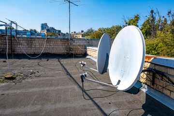 DTH TV Dish Antenna. 2 Antenna to receive TV signals from the satellite.