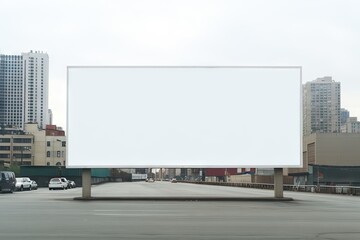 A large blank billboard standing in an urban environment, perfect for advertising, marketing mockups, and promotional campaigns. Ideal for concepts related to outdoor advertising and brand promotions.