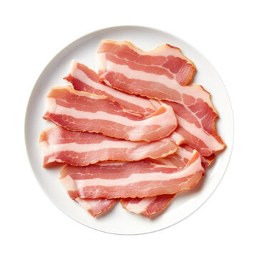 Plate of Uncooked Bacon Isolated on a Transparent Background