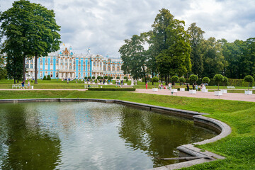 Catherine Palace in Tsarskoye Selo in St. Petersburg in the summer. Saint Petersburg, Russia - 4...