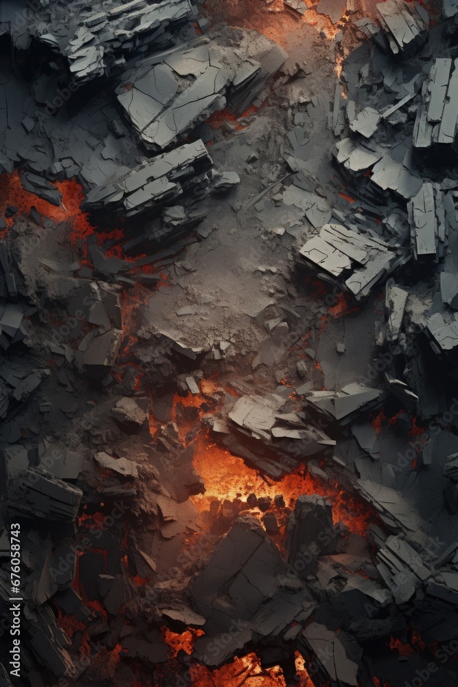Aufkleber A close-up view of a fire burning in a rocky area. Perfect for adding warmth and intensity to any project.