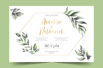 elegant wedding invitation with golden frame design vector illustration