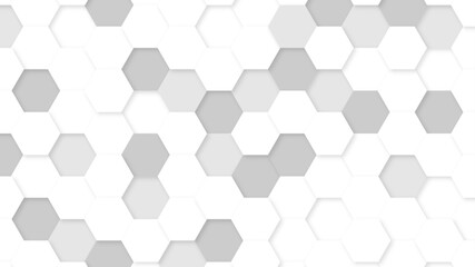 Fototapeta na wymiar Abstract white and gray multi-shades hexagonal background. Gray luxurious 3d honeycomb futuristic vector. 3D futuristic abstract honeycomb mosaic white background. geometric mesh cell texture. 