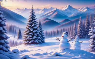 Fototapeta premium Fantastic winter landscape. AI