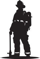 Firefighter Silhouette SVG Vector Illustration