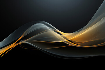 Fototapeta premium Abstract Yellow waves of a Black background for design and presentation