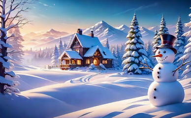Obraz premium Fantastic winter landscape. AI