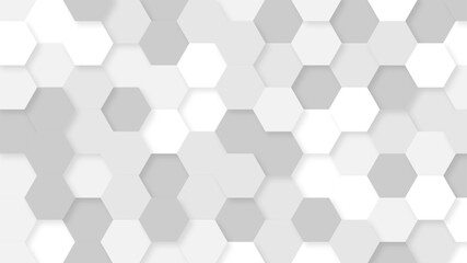 Abstract white and gray multi-shades hexagonal background. Gray luxurious 3d honeycomb futuristic vector. 3D futuristic abstract honeycomb mosaic white background. geometric mesh cell texture.	