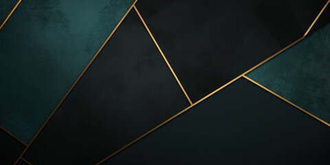 Abstract Dark Green triangular Shapes of a Black background for design and presentation