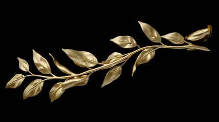 Golden laurel branch, Isolated on a transparent abstract