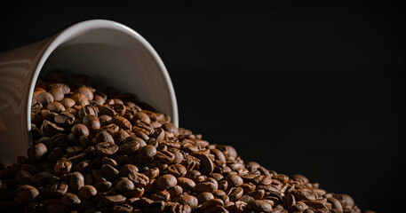 Macro Mug of Coffee Beans