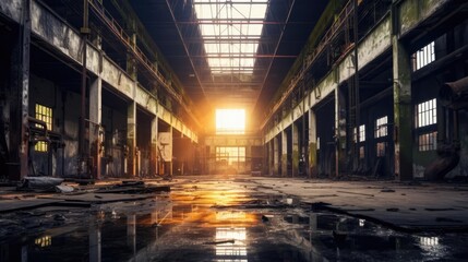 Fototapeta na wymiar Abandoned old factory interior industrial dirty 
