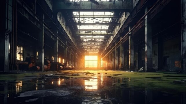 Abandoned old factory interior industrial dirty 