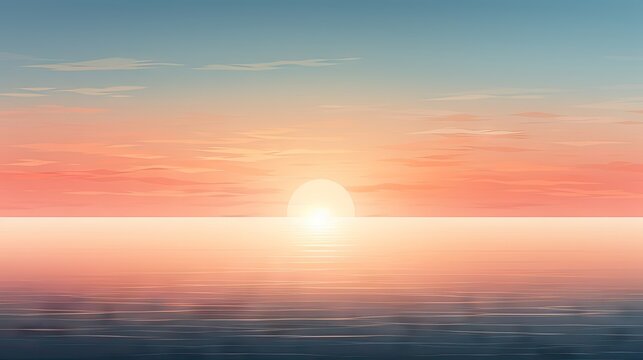  a painting of the sun setting over a body of water with a boat in the water in the foreground.  generative ai