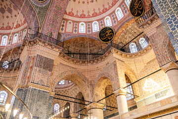 Al-Azhar Mosque Arab architecture details from the inside, Istanbul, Turkey