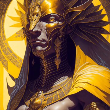 Amon Ra (Amun Re) Egyptian Sun God, was Involved in Creation and the Afterlife. Mythological Ruler of the Gods, Father of Every Egyptian King, and the Patron God of Heliopolis. Ancient Egypt.