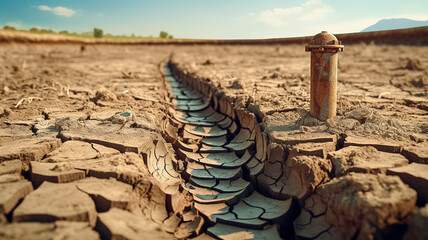 cracked earth and dry ground with a crack, concept of global warming, global warming, climate change.
