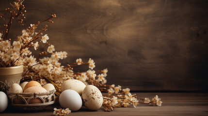 beautiful easter rustic background. copy space