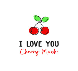 Decorative slogan with cartoon cherry vector, illustration for t shirt, poster, card designs
