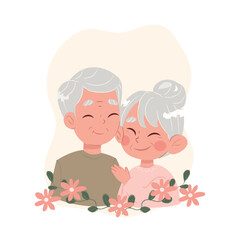 grandmother and grandfather. grandparents vector illustration. grandma's day grandfather's day. old people's day
