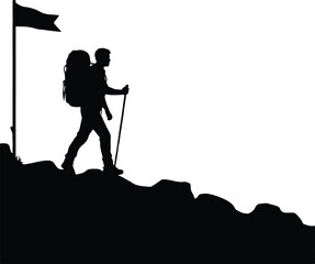 Hiker Silhouette,  Mountain Climber Adventure Silhouette

