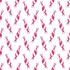 Fototapeta premium Striped candies. Isolated watercolor illustration. Seamless pattern