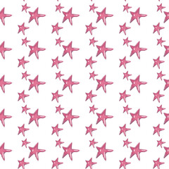 Red stars. Isolated watercolor illustration. Seamless pattern