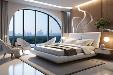 Beautiful contemporary bedroom. upscale.