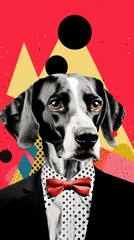 illustration of a anthropomorphic dog collage abstract