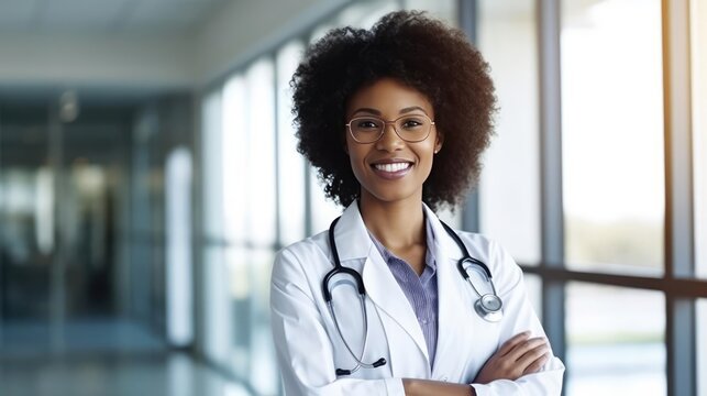 Black Woman Doctor Or Portrait With Arms Crossed In Hospital For Trust Confidence Or Smile In Medical Clinic For Professional