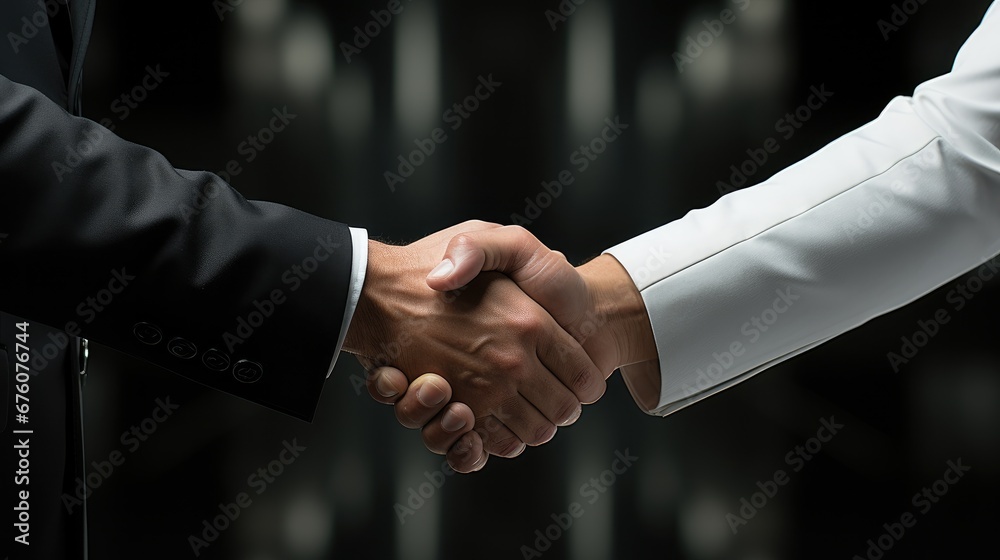 Canvas Prints Two businessmen shaking hands in office.