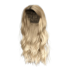 3d rendering wavy curly blonde hair princess isolated