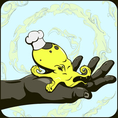 Vector Beautiful Art. Surreal Hand Holding Illustration.