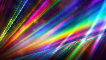 abstract rainbow multicolor background iridescent spectrum rays on dark