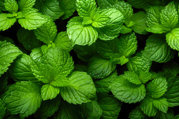 Fresh mint leaves in the garden. Natural background. Close up.