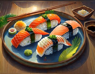 Sushi Exquisito en Presentación Sofisticada con toques orientales