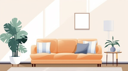 Stylish living room interior of modern apartment and trendy furniture. Generative Ai