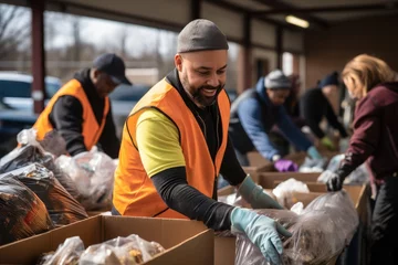 Foto op Canvas Volunteers engaging in neighborhood clean-up or helping at a food bank. © visoot