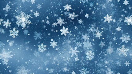 Fototapeta premium a blue background with white snowflakes in the middle of the screen and snow flakes in the middle of the screen. generative ai