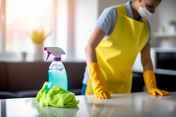 Domestic cleaning service with specialized staff, creating a clean and welcoming environment. - obrazy, fototapety, plakaty