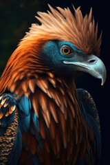 Fototapeta premium Colorful Fantasy eagle with a beak with a Dark Background 