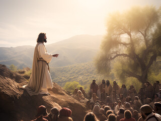 Jesus Christ preaching among his faithful. Jesus of Nazareth, Christianity