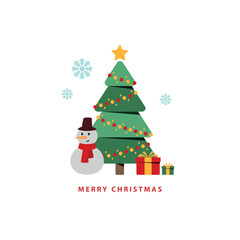 Vector illustration Merry Christmas and Happy New Year modern card. greeting card, party invitation card, gift, snowman, website banner, social media banner, marketing material, poster, holiday cover.