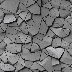 Detailreiches nahtloses Muster aus Stein und Beton, das einzigartige, geometrische Muster formt. Perfekt zur Betonung von Struktur und Design, Steinmuster, Betonmuster, Risse, seemless pattern