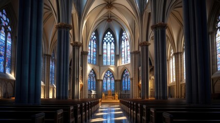 Fototapeta na wymiar Cathedral interior architecture 