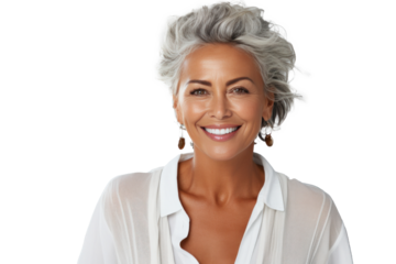 an older woman smiling at the camera