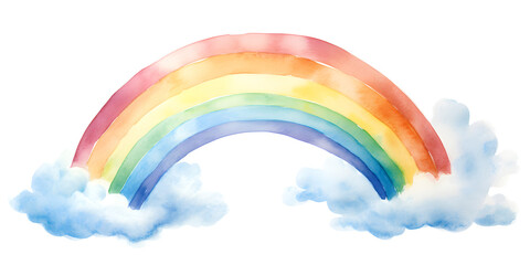 Watercolor rainbow illustration on white background 