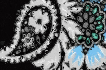 Oil painting and various flowers, the beauty of Paisley chrysanthemums